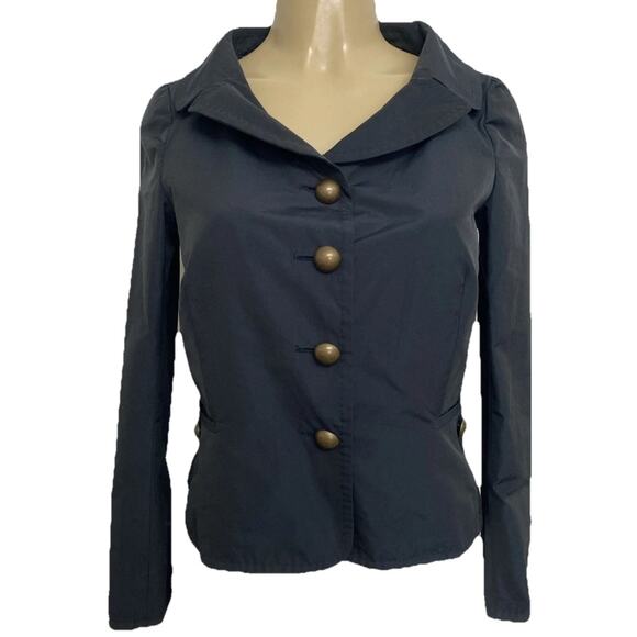 Love Moschino Cheap Chic Jacket Blazer Navy Black Lightweight Brass Button 8 M - Picture 1 of 7
